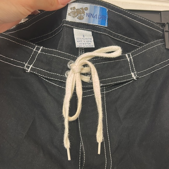 Black White Board shorts Vintage Y2K Nina Capri Size 8 Swim Shorts - Picture 4 of 5